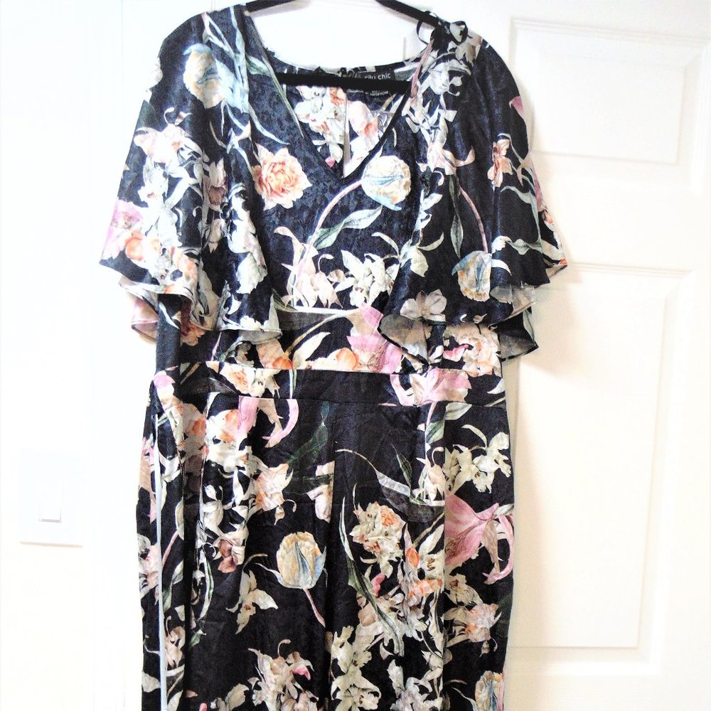 CITI CHIC JUMPSUIT MIDNIGHT FL Black XXL/24